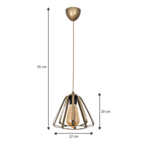 Φωτιστικό οροφής Teresa Megapap E27 μεταλλικό μονόφωτο χρώμα χρυσό Ø22x65εκ.
