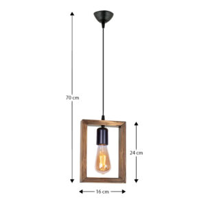 Φωτιστικό οροφής Esela Megapap E27 ξύλινο μονόφωτο χρώμα φυσικό 16x4x70εκ.