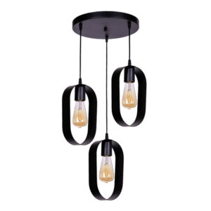 Φωτιστικό οροφής Mordo Megapap E27 μεταλλικό τρίφωτο χρώμα μαύρο 40x40x70εκ.