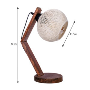 Φωτιστικό επιτραπέζιο Rope Megapap E27 ξύλινο - σχοινί χρώμα μπεζ - καρυδί Ø17x40εκ.