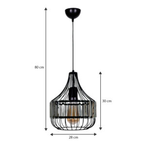 Φωτιστικό οροφής Merlin Megapap E27 μεταλλικό - γυάλινο μονόφωτο χρώμα μαύρο Ø28x80εκ.