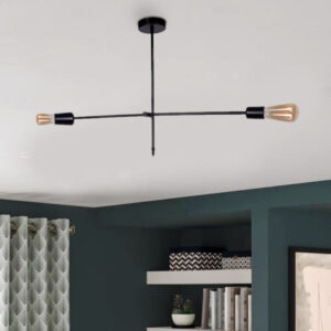 Φωτιστικό οροφής Nimo Megapap E27 μεταλλικό δίφωτο χρώμα μαύρο 92x12x57εκ.