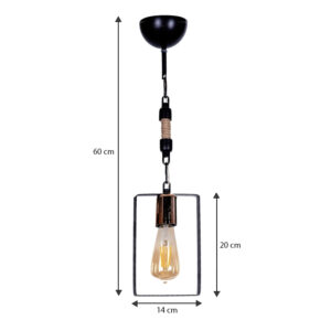 Φωτιστικό οροφής Pembe Megapap E27 μεταλλικό μονόφωτο χρώμα μαύρο 14x6x60εκ.