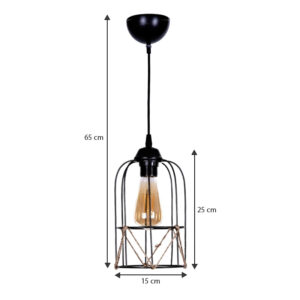 Φωτιστικό οροφής Argon Megapap E27 μεταλλικό - σχοινί μονόφωτο χρώμα μαύρο Ø15x65εκ.