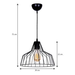 Φωτιστικό οροφής Arezzo Megapap E27 μεταλλικό μονόφωτο χρώμα μαύρο Ø30x75εκ.