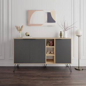 Μπουφές Clara Megapap χρώμα sapphire oak - ανθρακί 142x35,6x83εκ.