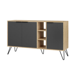 Μπουφές Clara Megapap χρώμα sapphire oak - ανθρακί 142x35,6x83εκ.