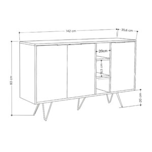 Μπουφές Clara Megapap χρώμα sapphire oak - ανθρακί 142x35,6x83εκ.