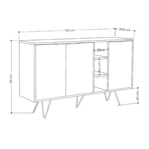 Μπουφές Clara Megapap χρώμα sandstone 142x35,6x83εκ.