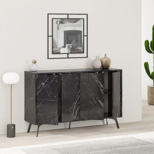 Μπουφές Dune Megapap χρώμα μαύρο εφέ μαρμάρου 123x35x77,4εκ.