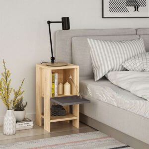 Κομοδίνο Ema Megapap χρώμα sapphire oak - ανθρακί 30x30x55εκ.