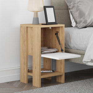 Κομοδίνο Ema Megapap χρώμα sapphire oak - λευκό 30x30x55εκ.