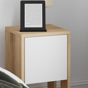 Κομοδίνο Ema Megapap χρώμα sapphire oak - λευκό 30x30x55εκ.