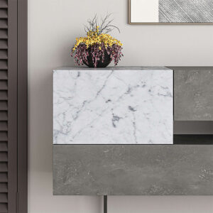 Μπουφές Eros Megapap γκρι ρετρό - λευκό εφέ μαρμάρου 145x40x82εκ.