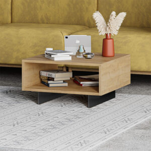 Τραπεζάκι σαλονιού Hola Megapap χρώμα sapphire oak - ανθρακί 60x60x32εκ.