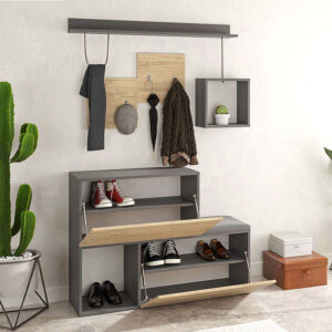 Έπιπλο εισόδου - παπουτσοθήκη Holdon Megapap sapphire oak/ανθρακί 120x36,5x87,5εκ.