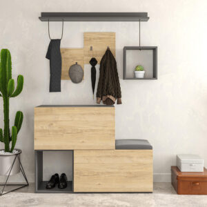 Έπιπλο εισόδου - παπουτσοθήκη Holdon Megapap sapphire oak/ανθρακί 120x36,5x87,5εκ.