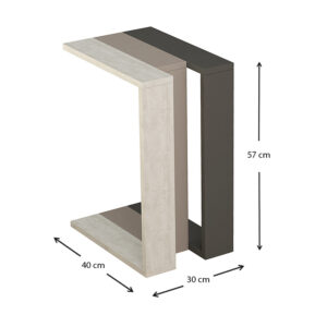 Τραπεζάκι βοηθητικό Muju Megapap ανοιχτή μόκα/λευκό αντικέ/ανθρακί 30x40x57εκ.