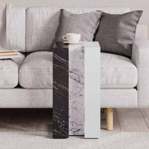 Τραπεζάκι βοηθητικό Muju Megapap χρώμα μαύρο - λευκό εφέ μαρμάρου/λευκό 30x40x57εκ.