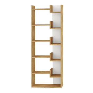 Βιβλιοθήκη Oppa Megapap χρώμα sapphire oak/λευκό 60x22x162εκ.