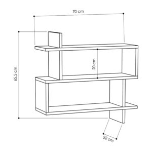 Ραφιέρα τοίχου Paralel Megapap χρώμα λευκό 70x22x65εκ.