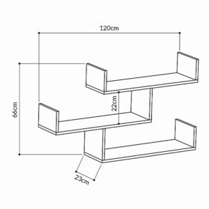 Ραφιέρα τοίχου Tibet Megapap χρώμα λευκό 119x22x66εκ.