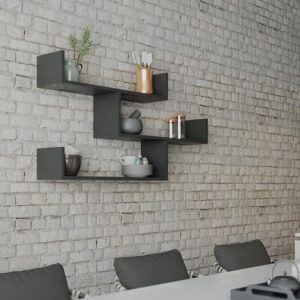 Ραφιέρα τοίχου Tibet Megapap χρώμα ανθρακί 119x22x66εκ.