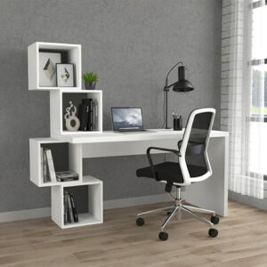 Γραφείο εργασίας Balance Megapap χρώμα λευκό 153,5x60x140εκ