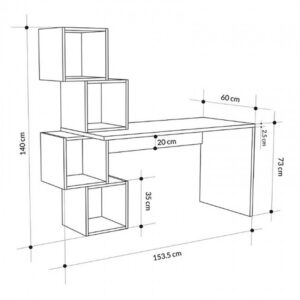 Γραφείο εργασίας Balance Megapap χρώμα λευκό 153,5x60x140εκ