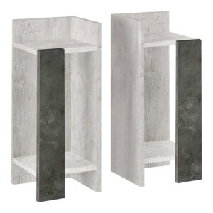 Κομοδίνο Elos Megapap σετ 2 τεμαχίων χρώμα λευκό αντικέ - γκρι ρετρό 25x27x60εκ.