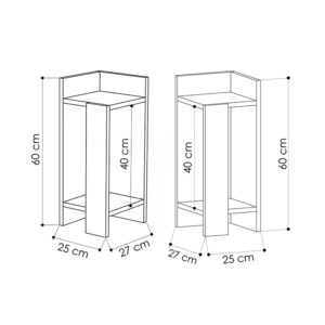 Κομοδίνο Elos Megapap σετ 2 τεμαχίων χρώμα sapphire oak - ανθρακί 25x27x60εκ.