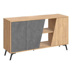 Μπουφές Fiona Megapap χρώμα sapphire oak - γκρι ρετρό 150x35,6x82εκ.