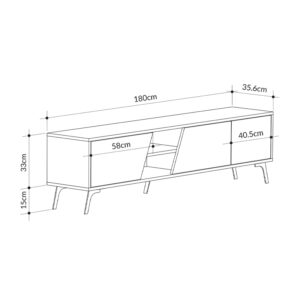 Έπιπλο τηλεόρασης Fiona Megapap χρώμα ανθρακί 180x35,6x48εκ.