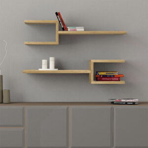 Ραφιέρα τοίχου Fork Megapap 2 τεμαχίων χρώμα sapphire oak 75x19,5x18εκ.