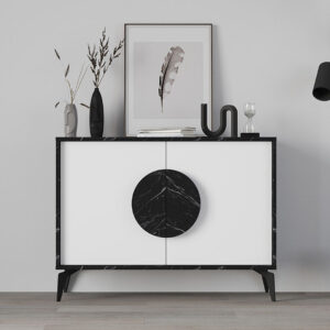 Μπουφές Gora Megapap χρώμα μαύρο εφέ μαρμάρου - λευκό 110x35,6x82εκ.