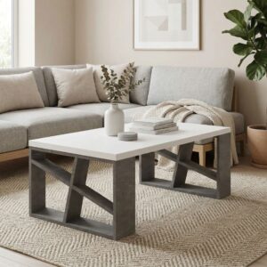 Τραπεζάκι σαλονιού Honey Megapap χρώμα γκρι ρετρό - λευκό 105x60x40εκ.