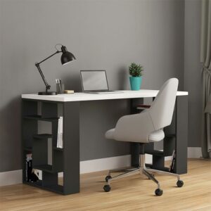 Γραφείο εργασίας Labirent Megapap χρώμα ανθρακί - λευκό 140x60x75εκ