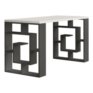 Γραφείο εργασίας Labirent Megapap χρώμα ανθρακί - λευκό 140x60x75εκ