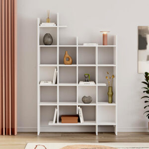 Βιβλιοθήκη Manco Megapap χρώμα λευκό 122x25,5x188εκ.