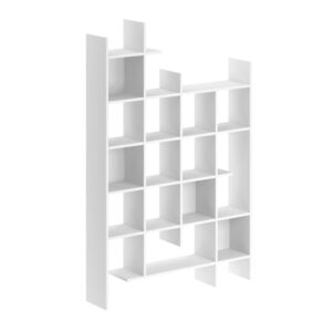 Βιβλιοθήκη Manco Megapap χρώμα λευκό 122x25,5x188εκ.