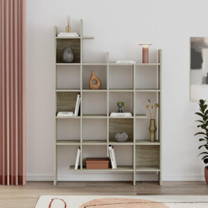 Βιβλιοθήκη Manco Megapap χρώμα neo travertine 122x25,5x188εκ.