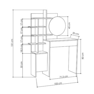 Τουαλέτα με καθρέπτη Mup Megapap χρώμα λευκό 105x35x151εκ.