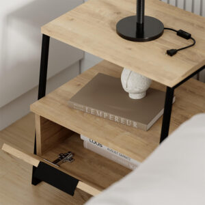 Κομοδίνο Pal Megapap χρώμα sapphire oak 45x40x50εκ.