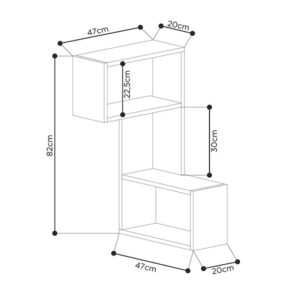 Ραφιέρα τοίχου γωνιακή Part Megapap χρώμα ανθρακί 47x20x82εκ.