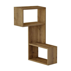 Ραφιέρα τοίχου γωνιακή Part Megapap χρώμα ανοιχτό καρυδί 47x20x82εκ.