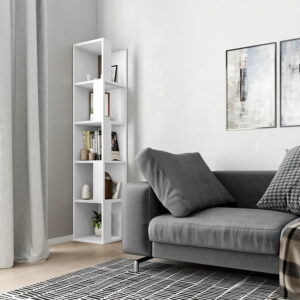 Βιβλιοθήκη γωνιακή Piano Megapap χρώμα λευκό 31,4x31,4x158,9εκ.