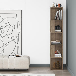 Βιβλιοθήκη γωνιακή Piano Megapap χρώμα ανοιχτό καρυδί 31,4x31,4x158,9εκ.