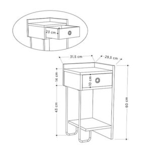Κομοδίνο Sirius Megapap δεξί χρώμα λευκό 32x30x61εκ.