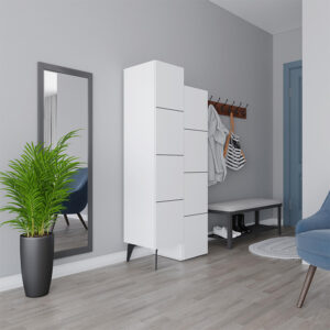 Ντουλάπι κουζίνας/μπάνιου - Παπουτσοθήκη Stair Megapap χρώμα λευκό 62,2x37,4x156εκ.