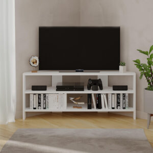 Έπιπλο τηλεόρασης γωνιακό Thales Megapap χρώμα λευκό 110x36x45εκ.